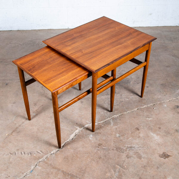 Mid Century Danish Modern Nesting Tables Teak Set of 2 Denmark Side End Table VG - Image 2