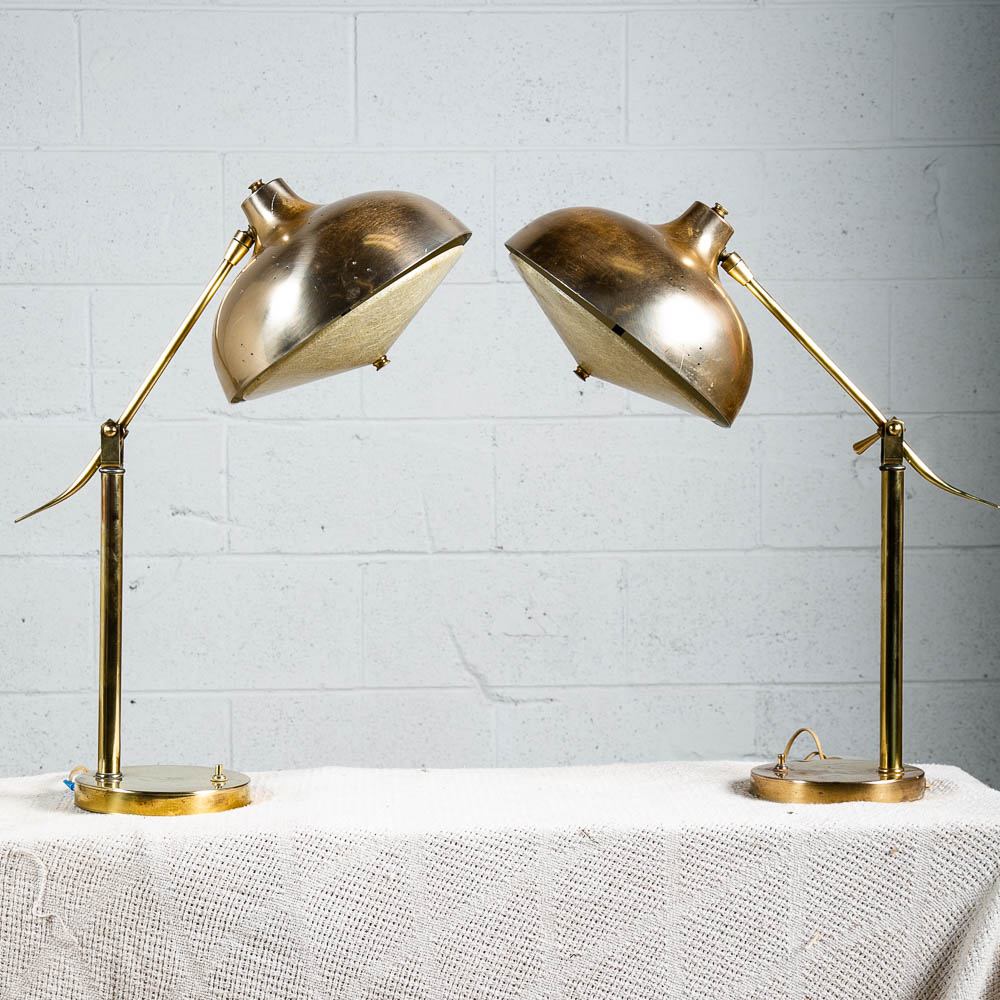 Mid Century Modern Table Lamp Set Pair Thurston Light Lightolier Brass Gold Mcm - Image 2