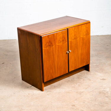 Mid Century Modern Compact Credenza Cabinet Walnut Wood Storage Doors Handles