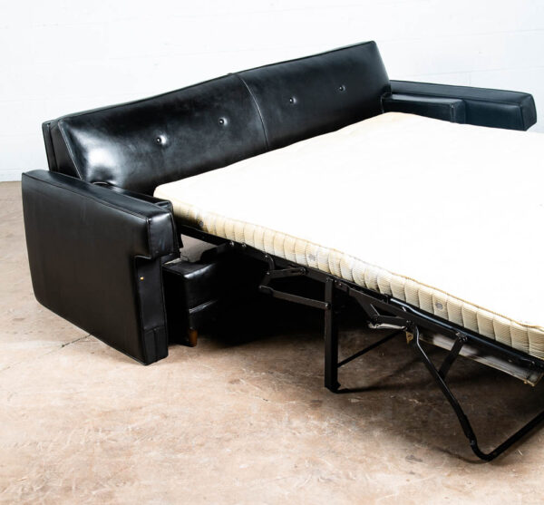 Mid Century Modern Sofa Couch 2 Seat Sleeper Pull Out Mattress Simmons Black Mcm - Image 8
