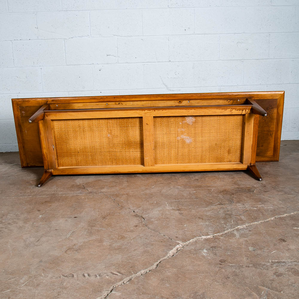 Mid Century Modern Coffee Table Drexel Surfboard White Marble Walnut Wood Mcm LG - Image 4