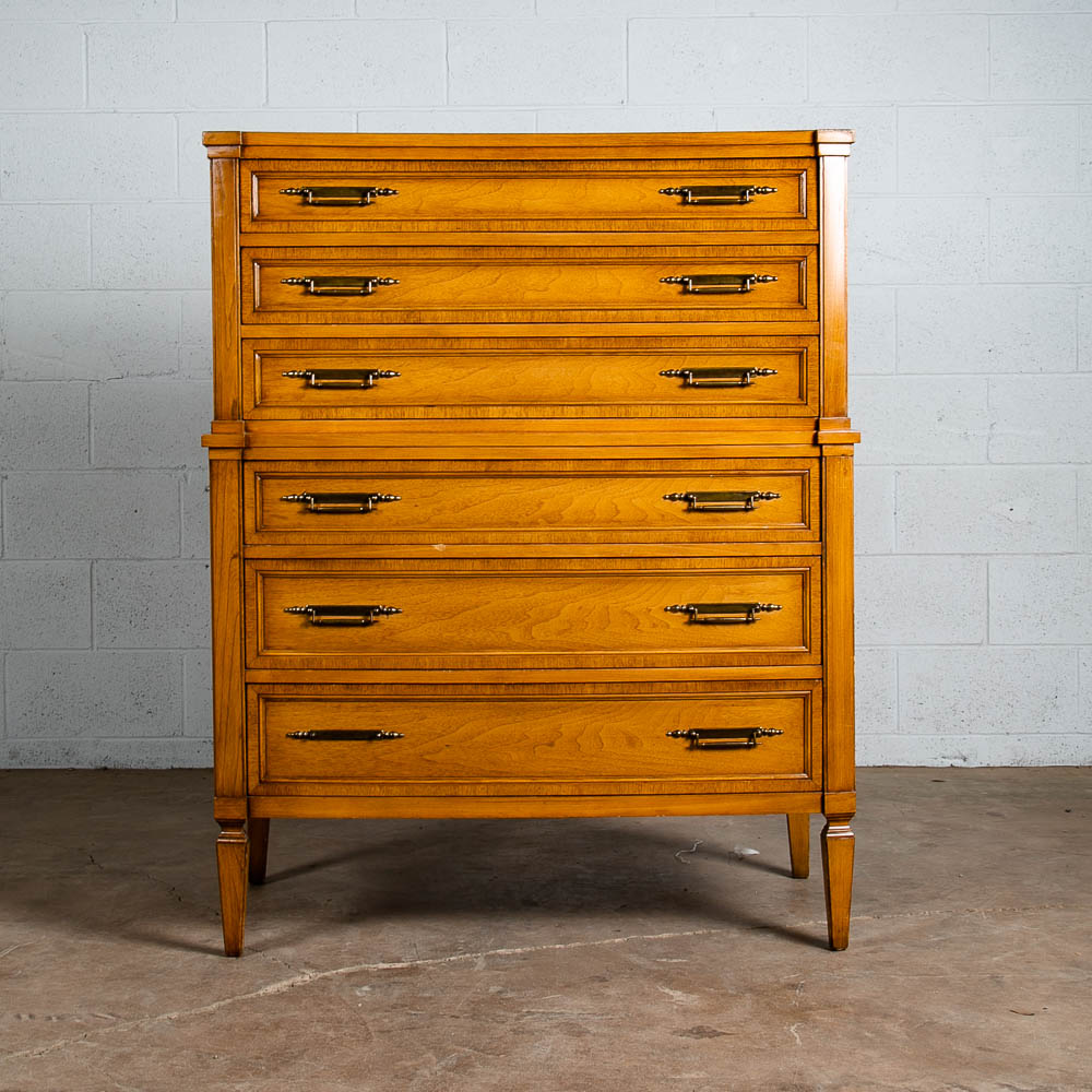 Mid Century Modern Highboy Dresser 6 Drawer Malcolm Vintage Walnut Tall Legs Mcm - Image 2