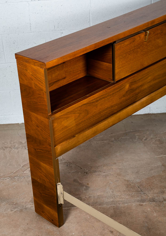 Mid Century Modern Headboard Bed frame Full Sz Johnson Carper Foot Board Walnut - Image 12