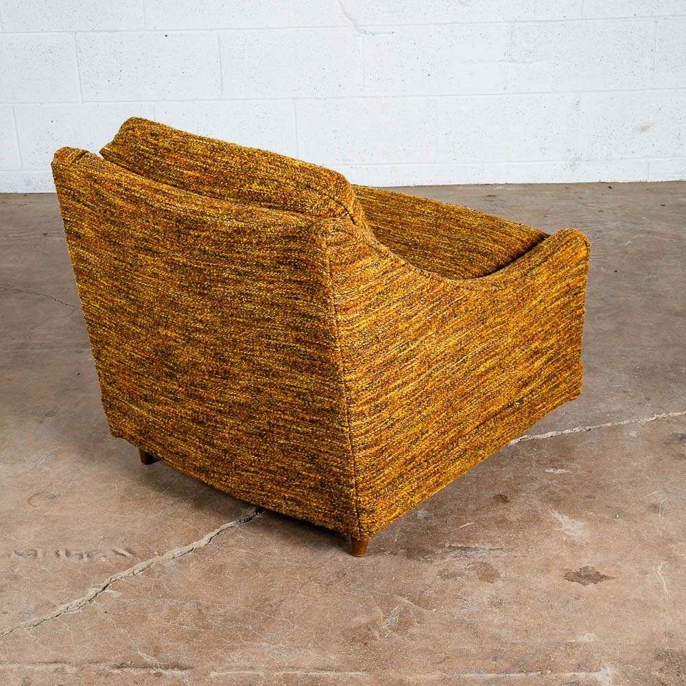 Mid Century Modern Lounge Chair Brown Orange Upholstered Armchair Tweed American - Image 2