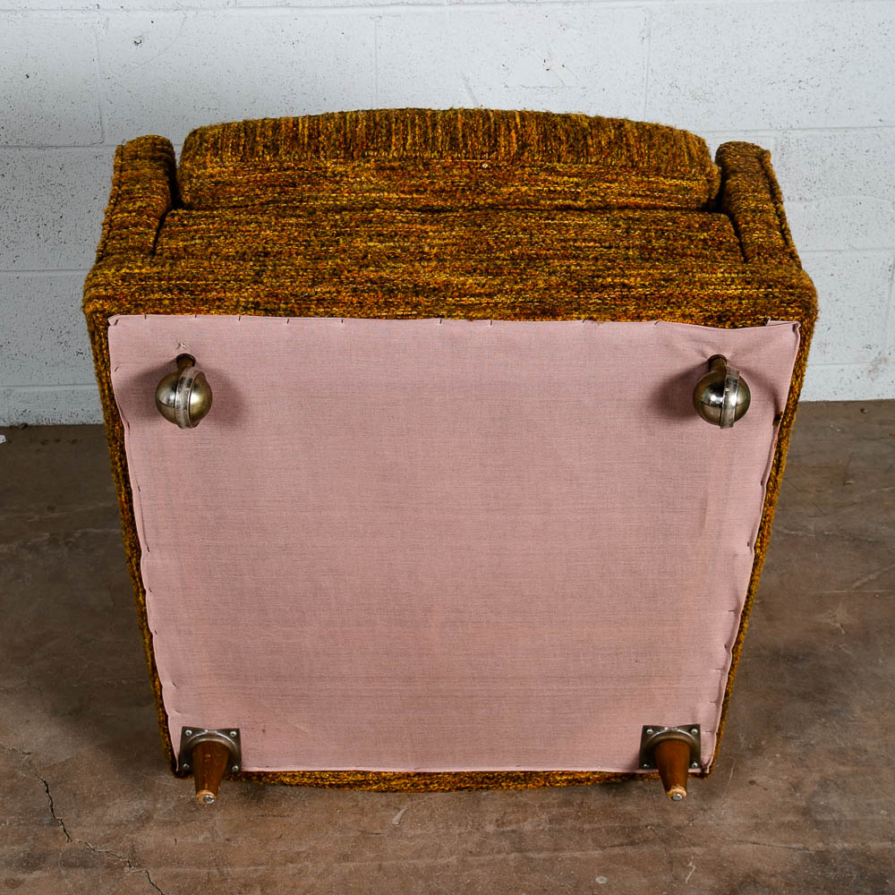 Mid Century Modern Lounge Chair Brown Orange Upholstered Armchair Tweed American - Image 11