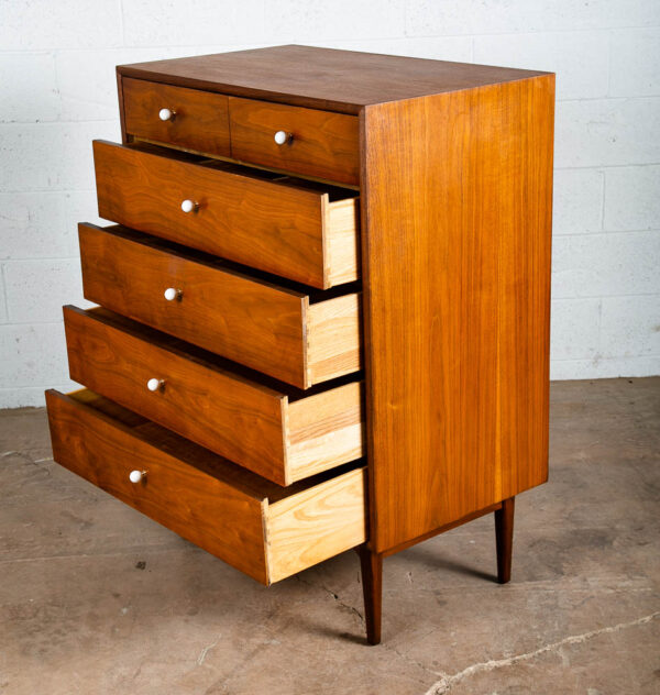 Mid Century Modern Highboy Dresser Drexel Declaration Kipp Stewart Walnut Chest - Image 3