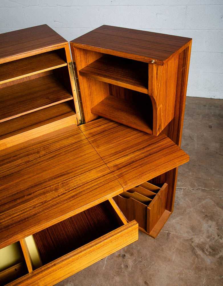 Mid Century Danish Modern Desk In a Box Office Teak Sliding Denmark Locking Mcm - Image 8