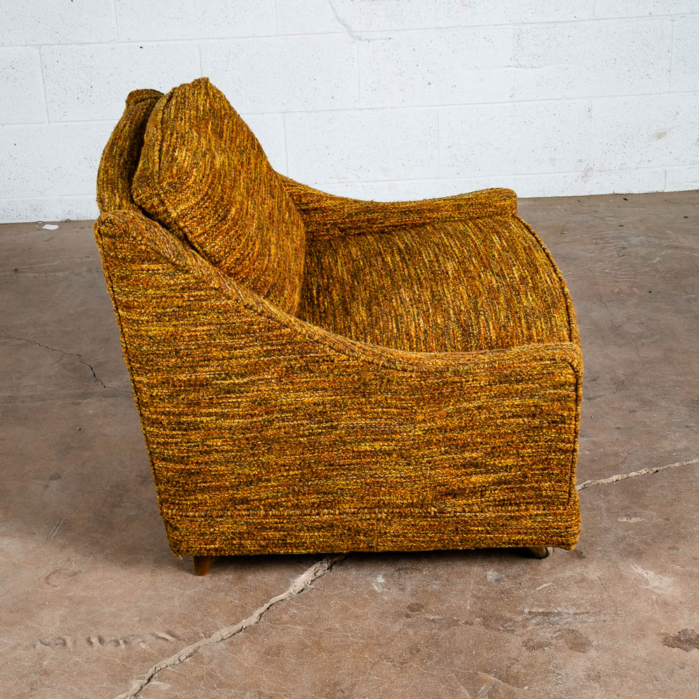Mid Century Modern Lounge Chair Brown Orange Upholstered Armchair Tweed American - Image 4