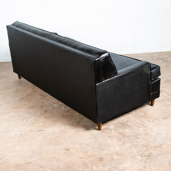 Mid Century Modern Sofa Couch 2 Seat Sleeper Pull Out Mattress Simmons Black Mcm - Image 5