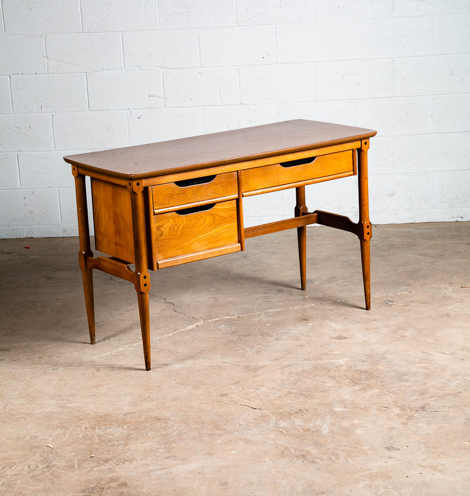 Mid Century Modern Desk Solid Walnut Executive Office Drexel 3 Drawer Floating - Image 6