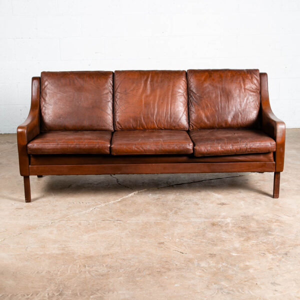 Mid Century Danish Modern Sofa Couch Ox Blood Red Leather Denmark 3 Seat Mcm - Image 2