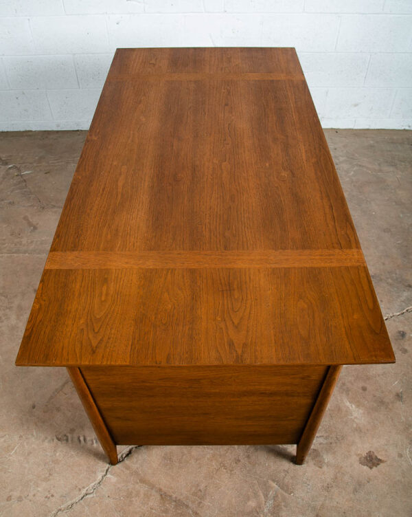 Mid Century Modern Desk Executive 5 Drawer Walnut Wood Henredon Circa '60 Mcm NM - Image 8