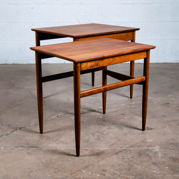 Mid Century Danish Modern Nesting Tables Teak Set of 2 Denmark Side End Table VG - Image 6