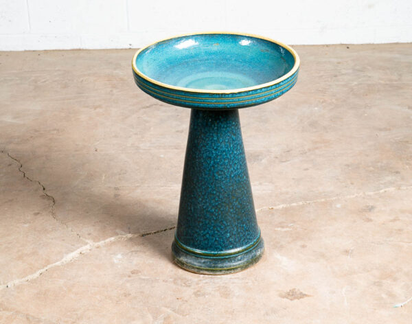 Mid Century Modern Bird Bath Ceramic Studio Pottery Artisan California Blue Mcm