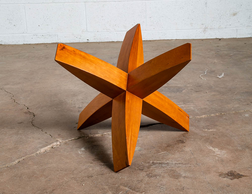 Mid Century Modern Coffee Table Round Glass Jacks Solid Cherry Sculptural Mcm - Image 6