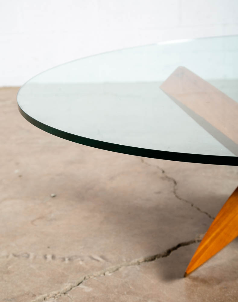 Mid Century Modern Coffee Table Round Glass Jacks Solid Cherry Sculptural Mcm - Image 7