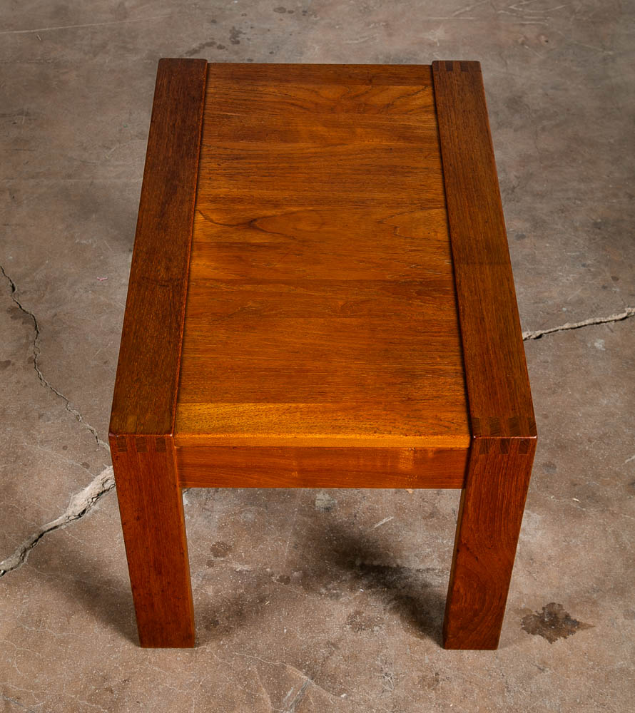 Mid Century Danish Modern End Table Side Solid Teak Denmark Finger Joint Planked - Image 4