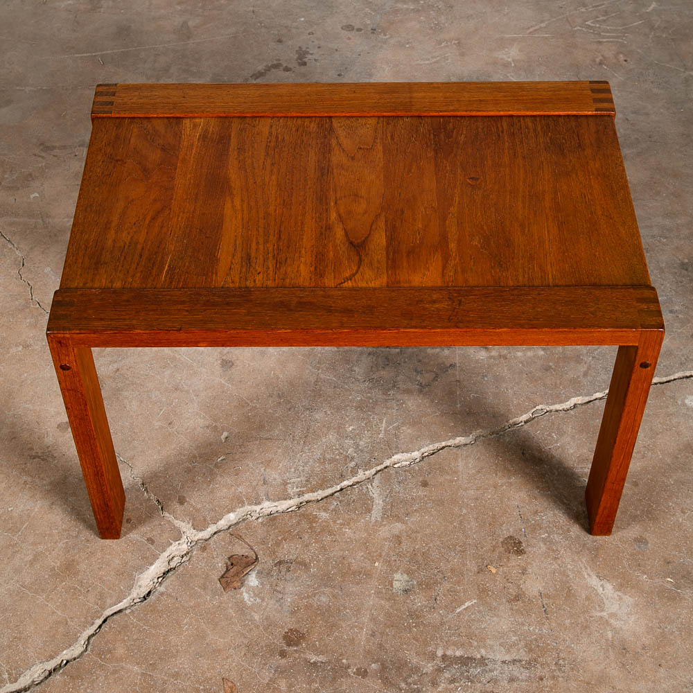 Mid Century Danish Modern End Table Side Solid Teak Denmark Finger Joint Planked - Image 5