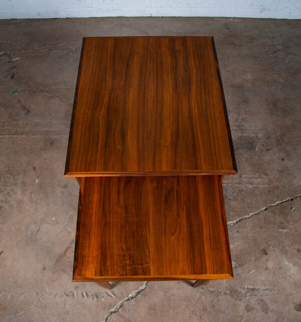Mid Century Danish Modern Nesting Tables Teak Set of 2 Denmark Side End Table VG - Image 4