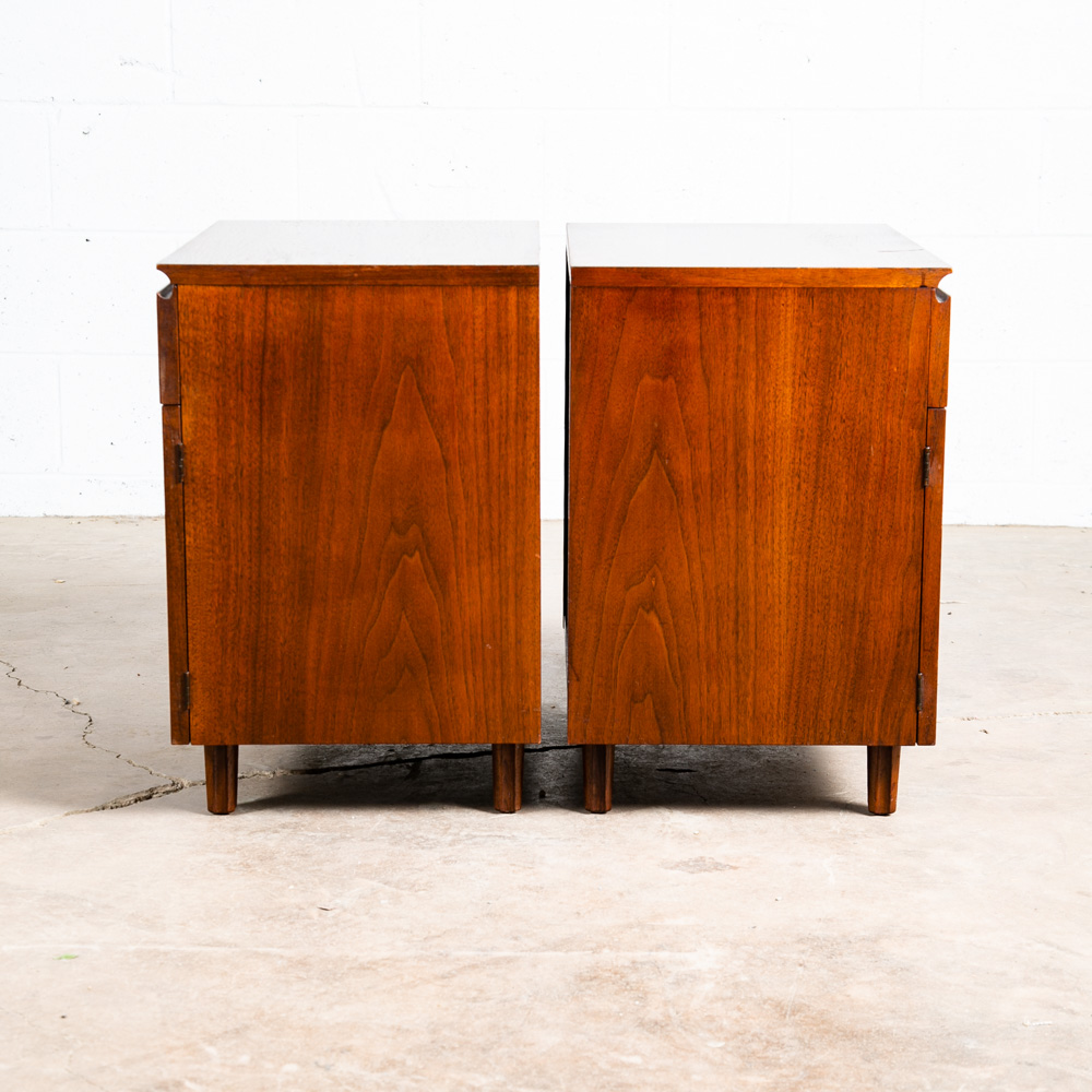 Mid Century Modern Nightstands End Side Tables John Stuart Walnut Drawer Cabinet - Image 5
