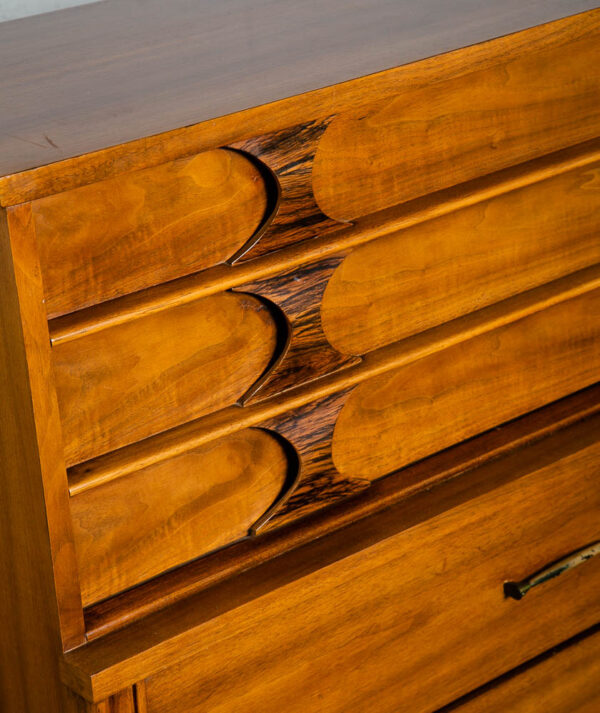 Mid Century Modern Dresser Highboy Kent Coffey 5 Drawer Perspecta Brasilia Wood - Image 7