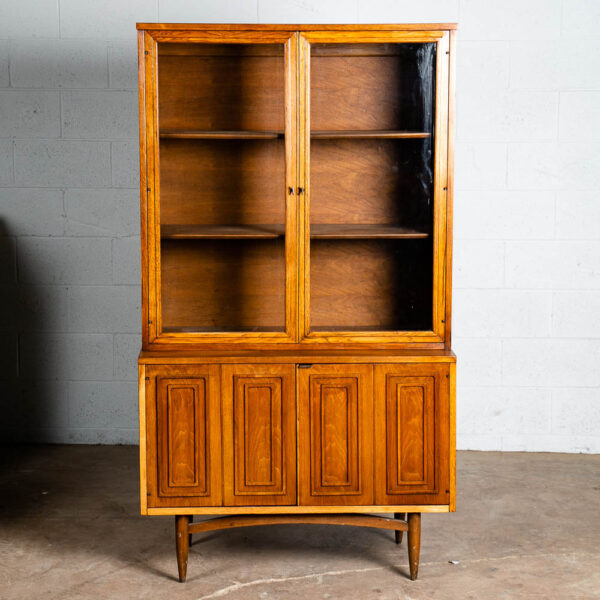 Mid Century Modern Hutch Credenza Broyhill Sculptra China Cabinet Display Glass - Image 2