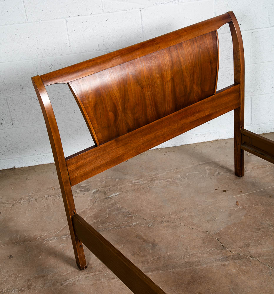 Mid Century Modern Bed Frame Twin Size Broyhill Drexel Walnut Headboard Vintage - Image 3