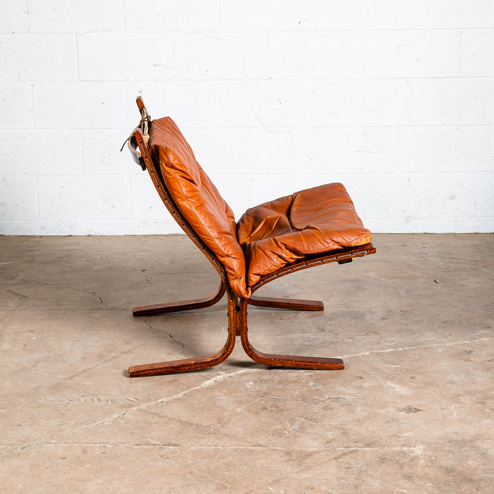 Mid Century Danish Modern Lounge Chair Red Leather Ingmar Relling Westnofa Side. - Image 2