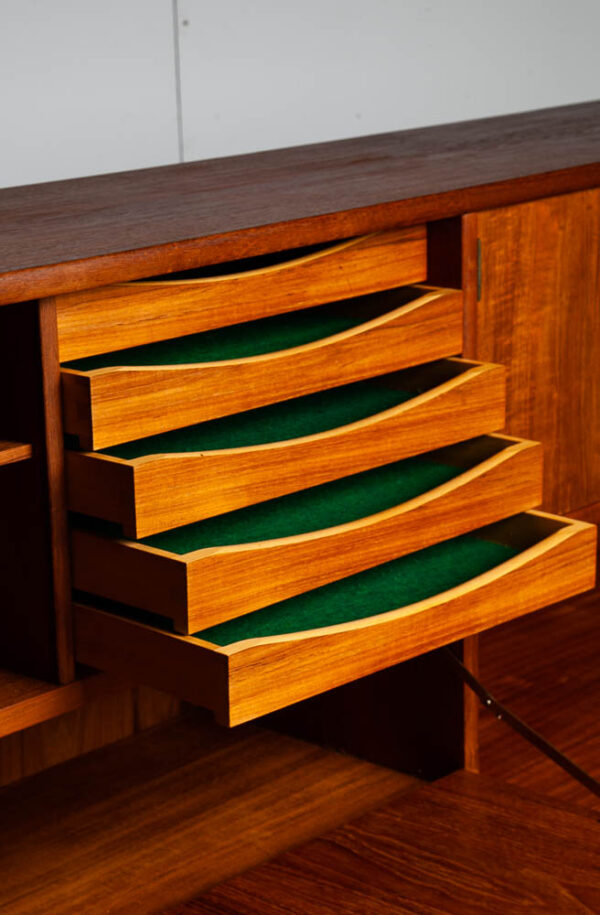 Mid Century Danish Modern Credenza Sideboard Bar Desk Teak Drawers Denmark Mcm - Image 9