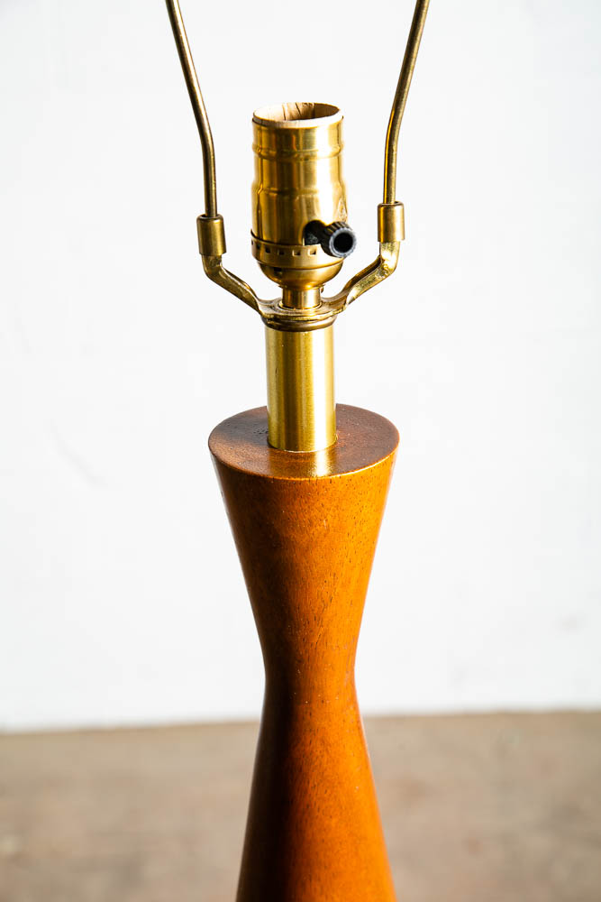 Mid Century Modern Table Lamp Solid Walnut Wood Round Studio Vintage Lighting NM - Image 4