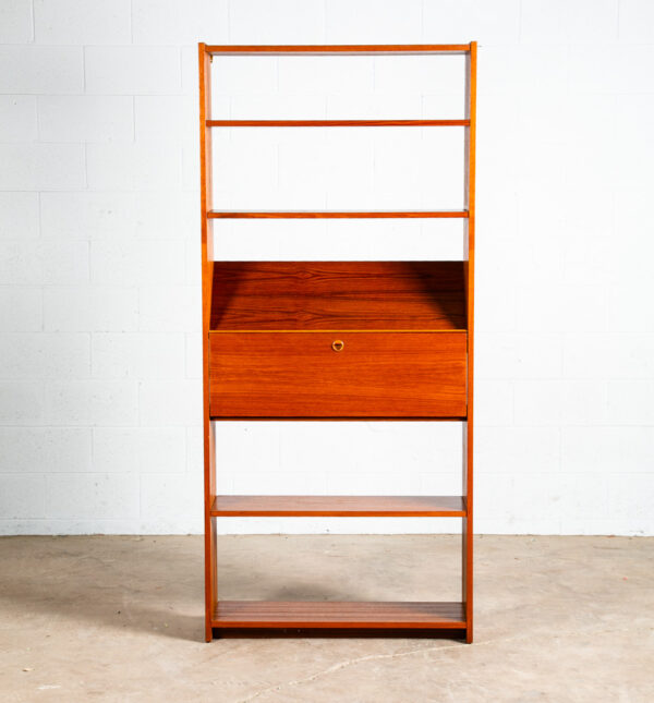 Mid Century Danish Modern Bookshelf Teak Adjustable Shelving Modular Magazine - Image 2