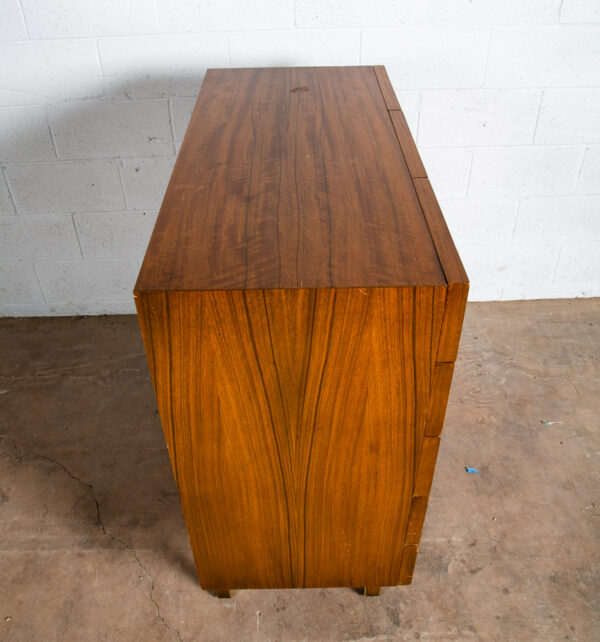 Mid Century Modern Highboy Dresser American Martinsville Brass Walnut 7 Drawer - Image 4