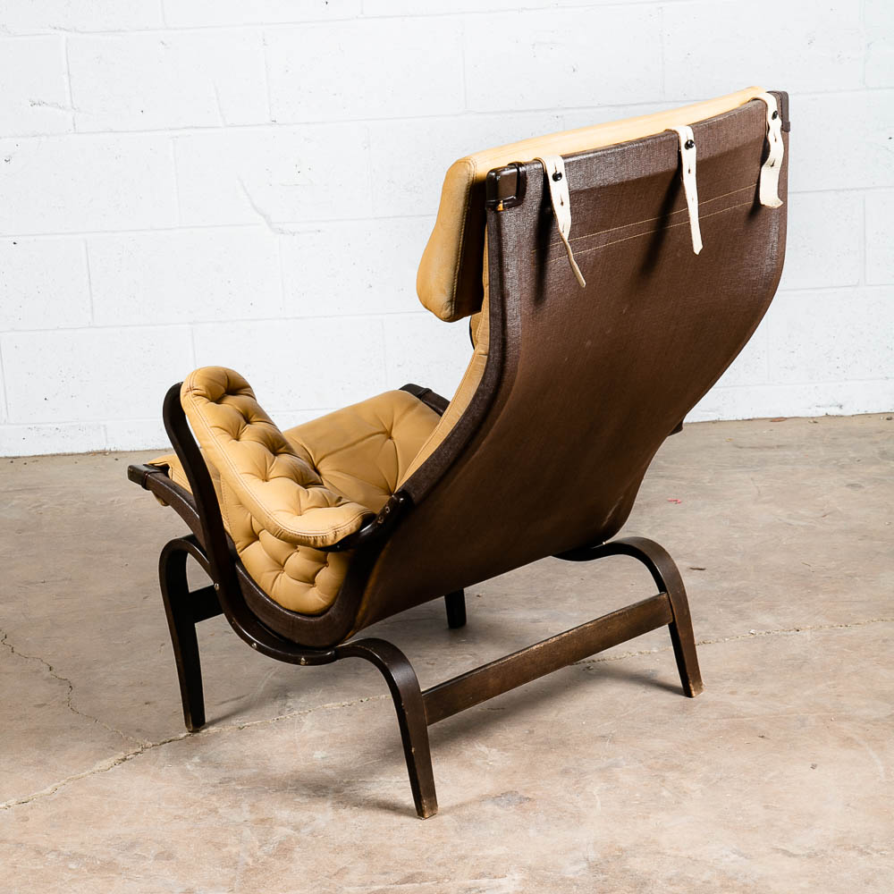 Mid Century Danish Modern Lounge Chair Dux Bruno Mathsson Pernilla Tan Leather - Image 4
