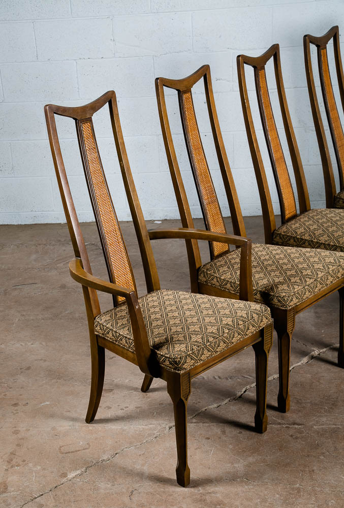 Mid Century Modern Dining Chairs 6 High Back Cane W/ 2 Armchairs Captain Set Mcm - Image 10