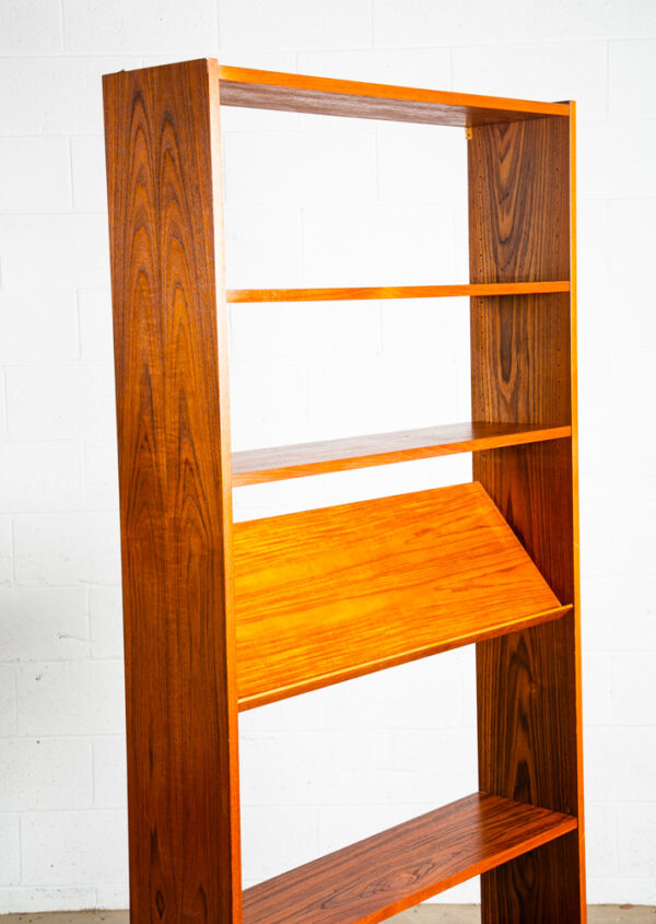 Mid Century Danish Modern Bookshelf Teak Adjustable Shelving Magazine Rack - Image 6