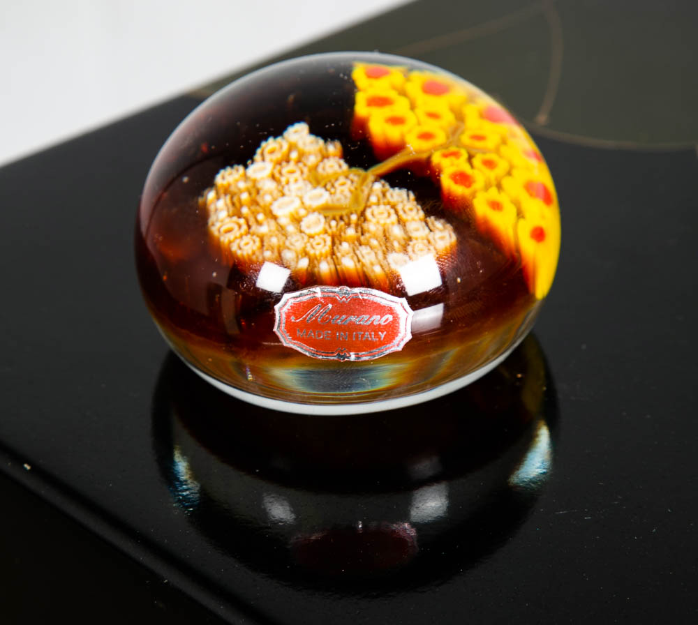 Mid Century Modern Paperweight Galliano Ferro Glass Tree Round Murano #47/750 - Image 3