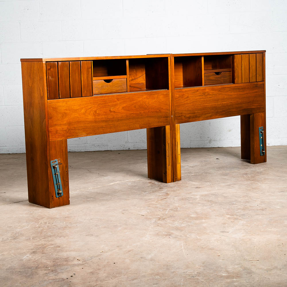 Mid Century Modern Headboard Bed Frame King Mainline Hooker Reversible Walnut - Image 2