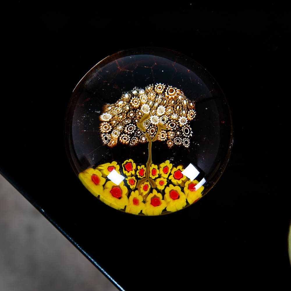 Mid Century Modern Paperweight Galliano Ferro Glass Tree Round Murano #47/750