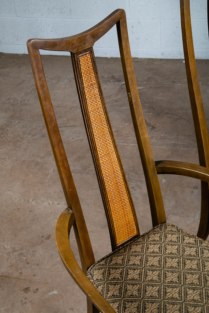 Mid Century Modern Dining Chairs 6 High Back Cane W/ 2 Armchairs Captain Set Mcm - Image 12