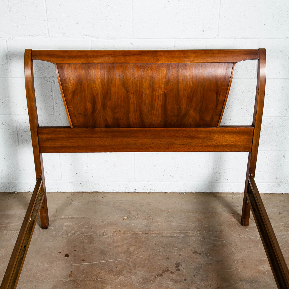 Mid Century Modern Bed Frame Twin Size Broyhill Drexel Walnut Headboard Vintage - Image 5