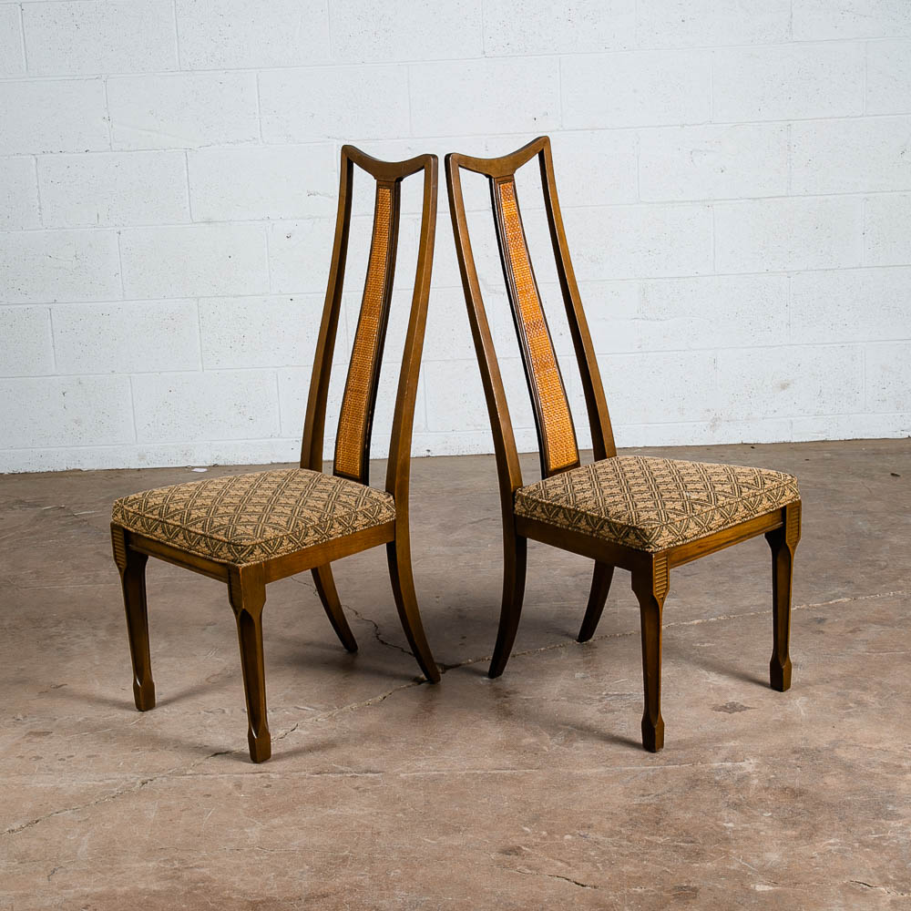 Mid Century Modern Dining Chairs 6 High Back Cane W/ 2 Armchairs Captain Set Mcm - Image 4