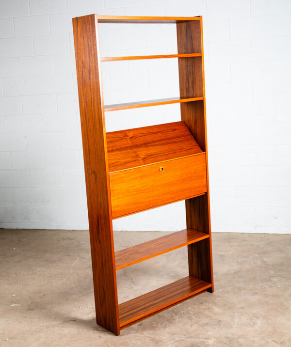 Mid Century Danish Modern Bookshelf Teak Adjustable Shelving Modular Magazine