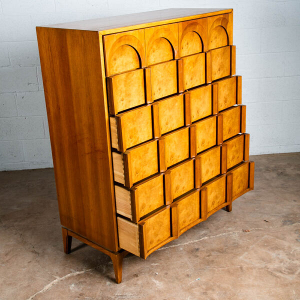 Mid Century Modern Dresser Highboy 6 Drawer Burl Thomasville Tall Sculptural Mcm - Image 3