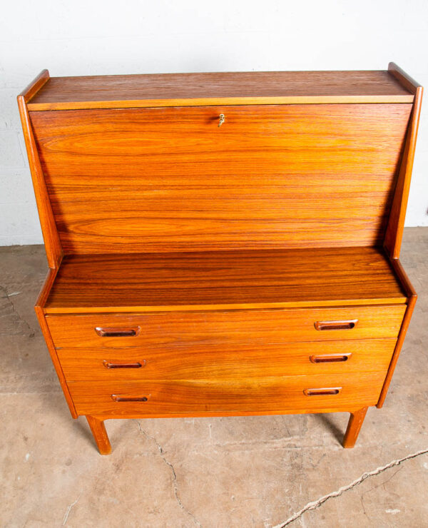 Mid Century Danish Modern Secretary Desk Bureau Denmark Vintage Drawers Vanity - Image 3