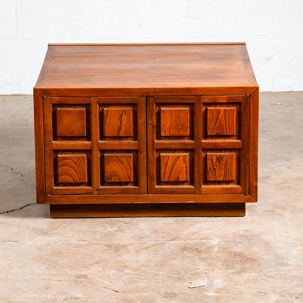 Mid Century Modern Side Table End Square Walnut Restored Cabinet Wood Cubist Mcm - Image 7