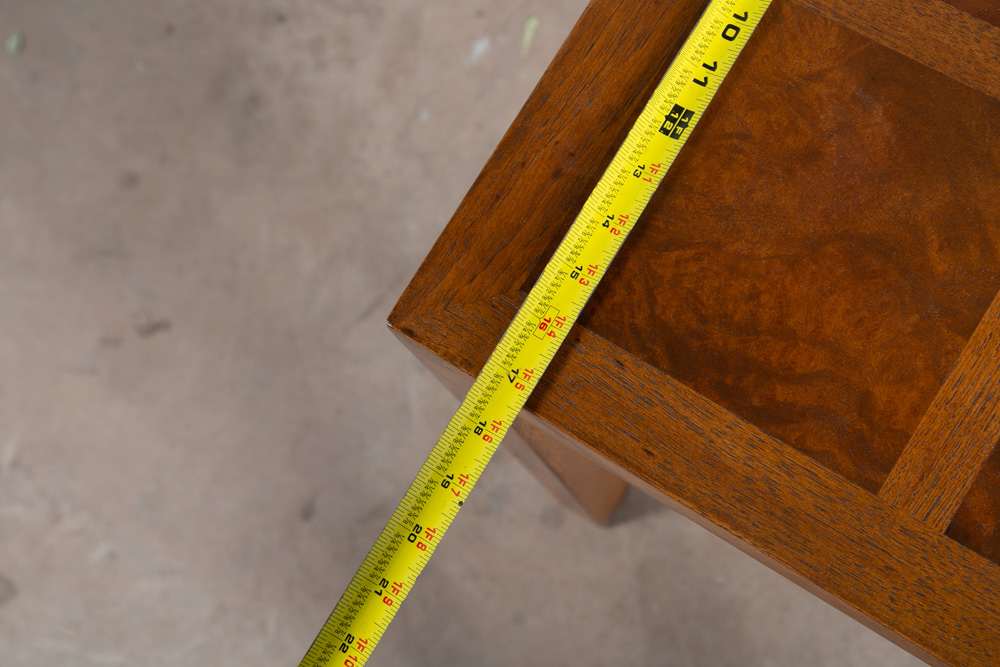 Mid Century Modern Console Table Solid Oak Burl Wood American Design Vintage - Image 11