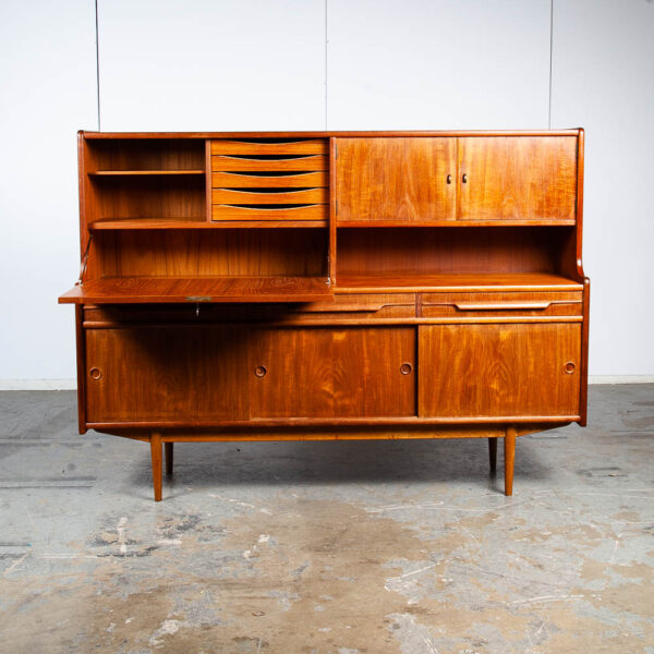 Mid Century Danish Modern Credenza Sideboard Bar Desk Teak Drawers Denmark Mcm - Image 5