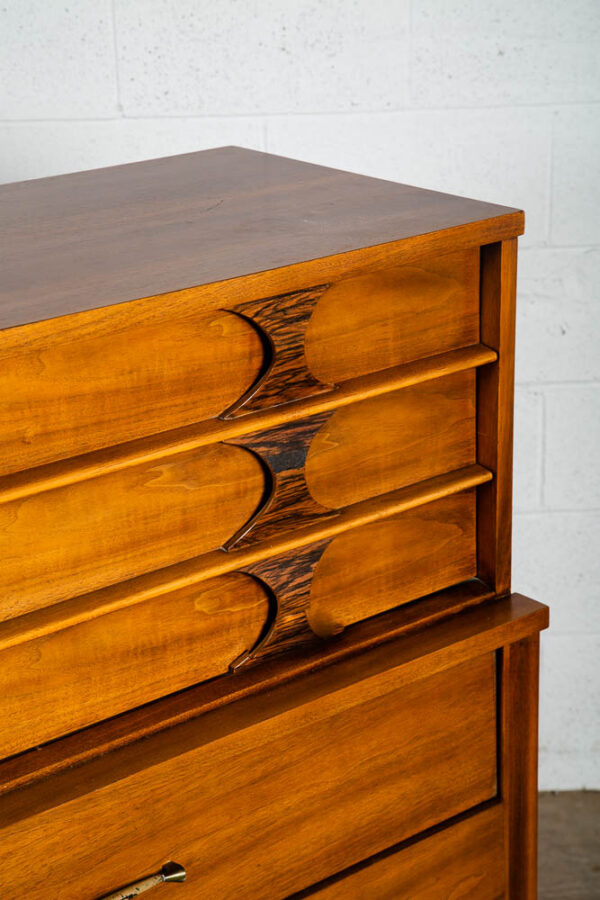 Mid Century Modern Dresser Highboy Kent Coffey 5 Drawer Perspecta Brasilia Wood - Image 8