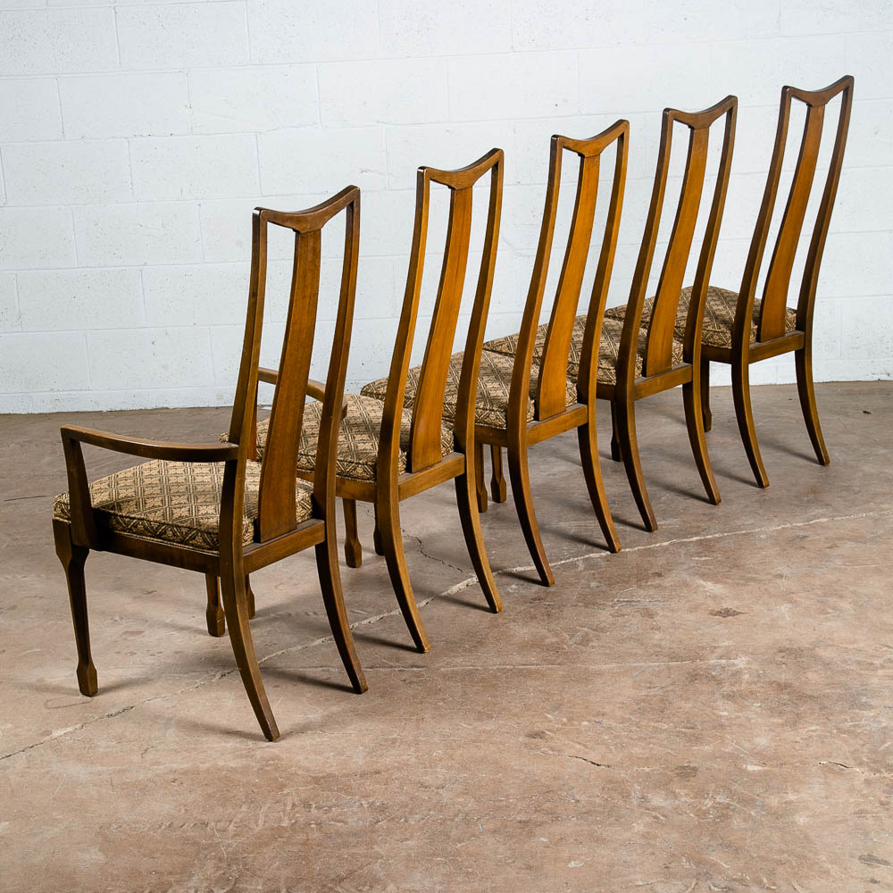 Mid Century Modern Dining Chairs 6 High Back Cane W/ 2 Armchairs Captain Set Mcm - Image 2