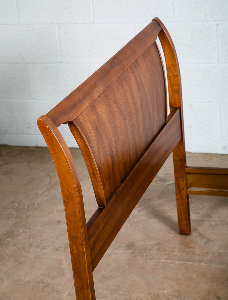 Mid Century Modern Bed Frame Twin Size Broyhill Drexel Walnut Headboard Vintage - Image 4